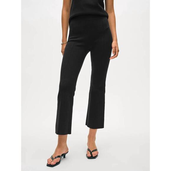 NEW WHITE + WARREN kick flare superfine organic cotton trouser in black